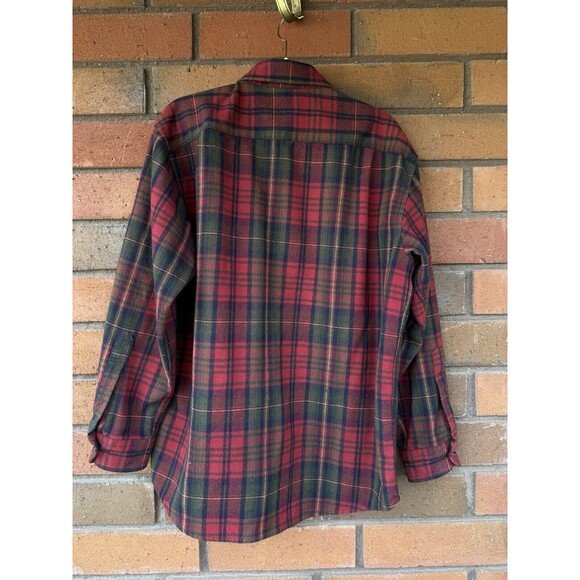 Pendleton Plaid Flannel Shirt Long Sleeve 100% Wool | Red and Green | Size Large - Picture 2 of 14